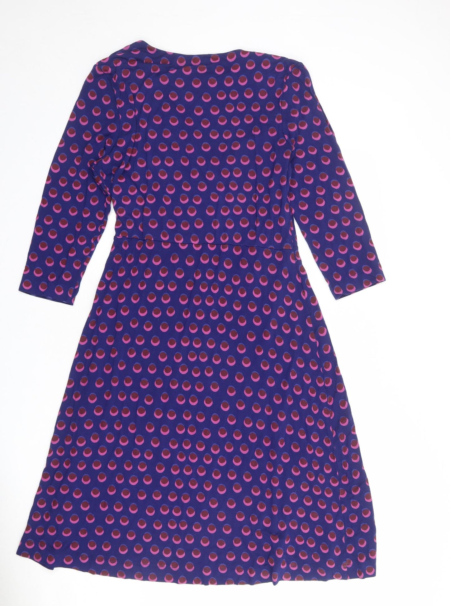 White Stuff Womens Blue Geometric Viscose A-Line Size 16 V-Neck Pullover