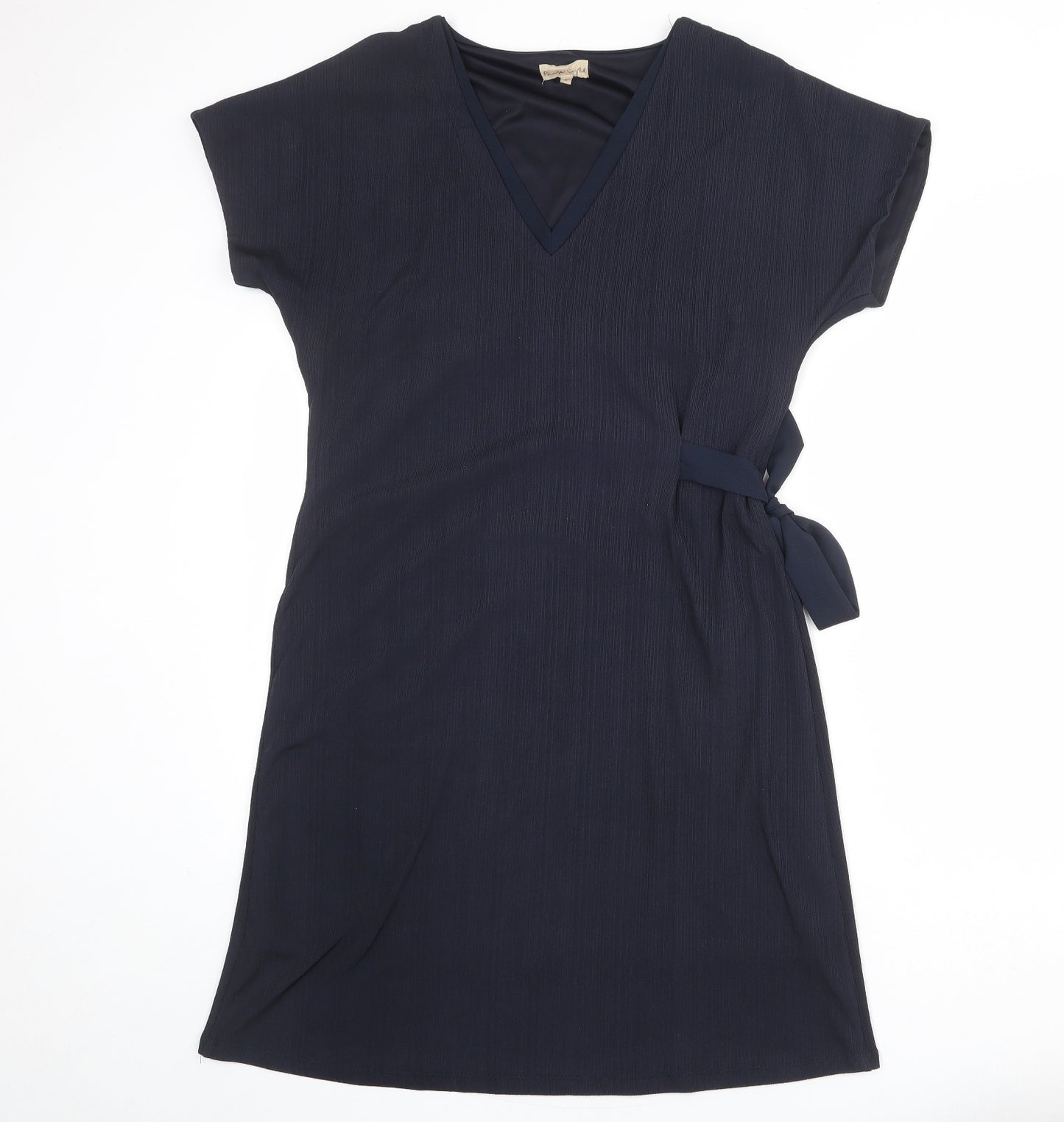 Phase Eight Womens Blue Polyester Shift Size 14 V-Neck Pullover - Tie Side Detail