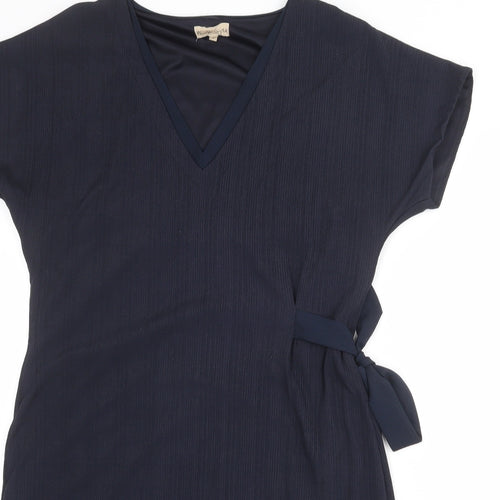 Phase Eight Womens Blue Polyester Shift Size 14 V-Neck Pullover - Tie Side Detail