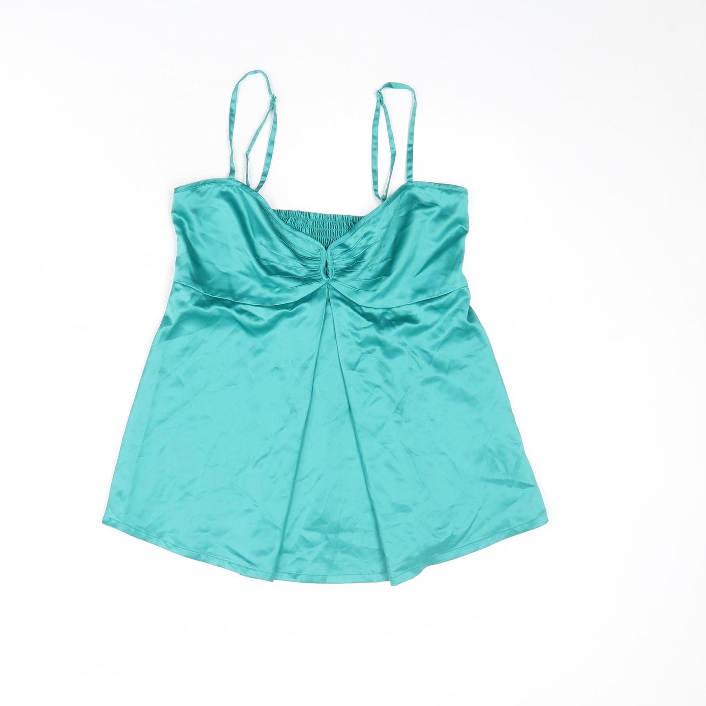 H&M Womens Green Polyester Basic Tank Size 10 V-Neck