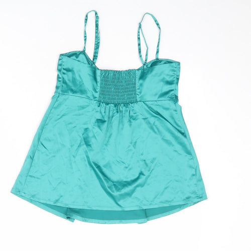 H&M Womens Green Polyester Basic Tank Size 10 V-Neck