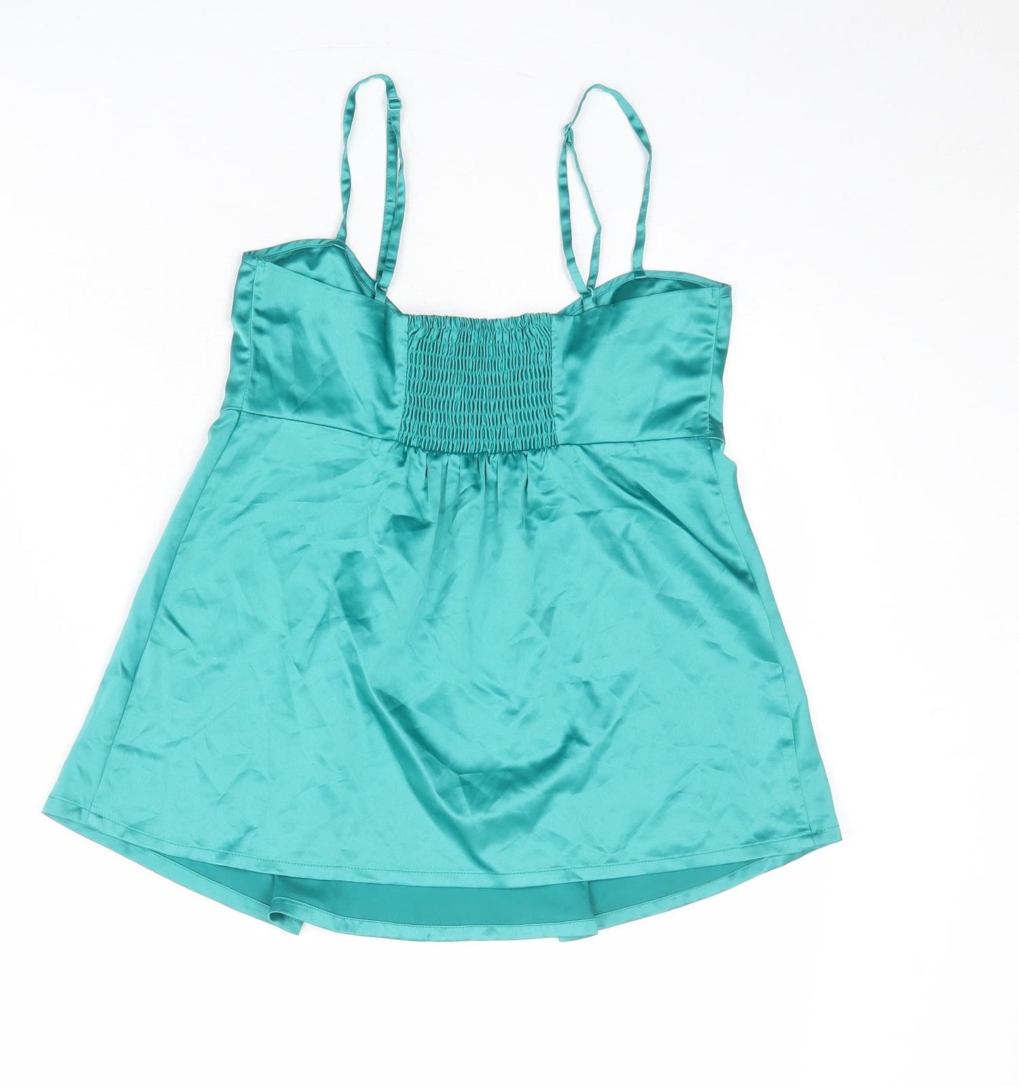 H&M Womens Green Polyester Basic Tank Size 10 V-Neck