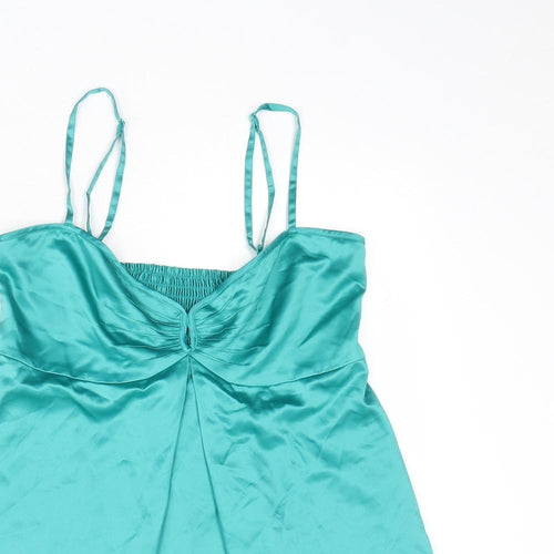 H&M Womens Green Polyester Basic Tank Size 10 V-Neck