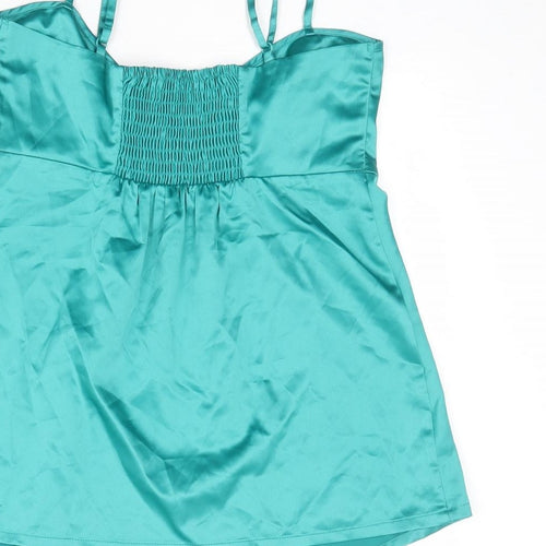 H&M Womens Green Polyester Basic Tank Size 10 V-Neck
