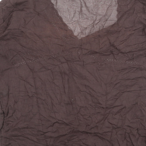 Marks and Spencer Womens Brown 100% Cotton Basic Blouse Size 20 V-Neck