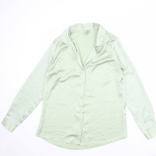 ASOS Womens Green Polyester Basic Button-Up Size 6 Collared