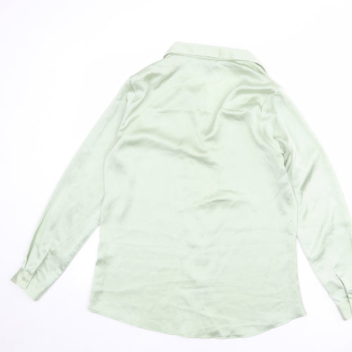 ASOS Womens Green Polyester Basic Button-Up Size 6 Collared