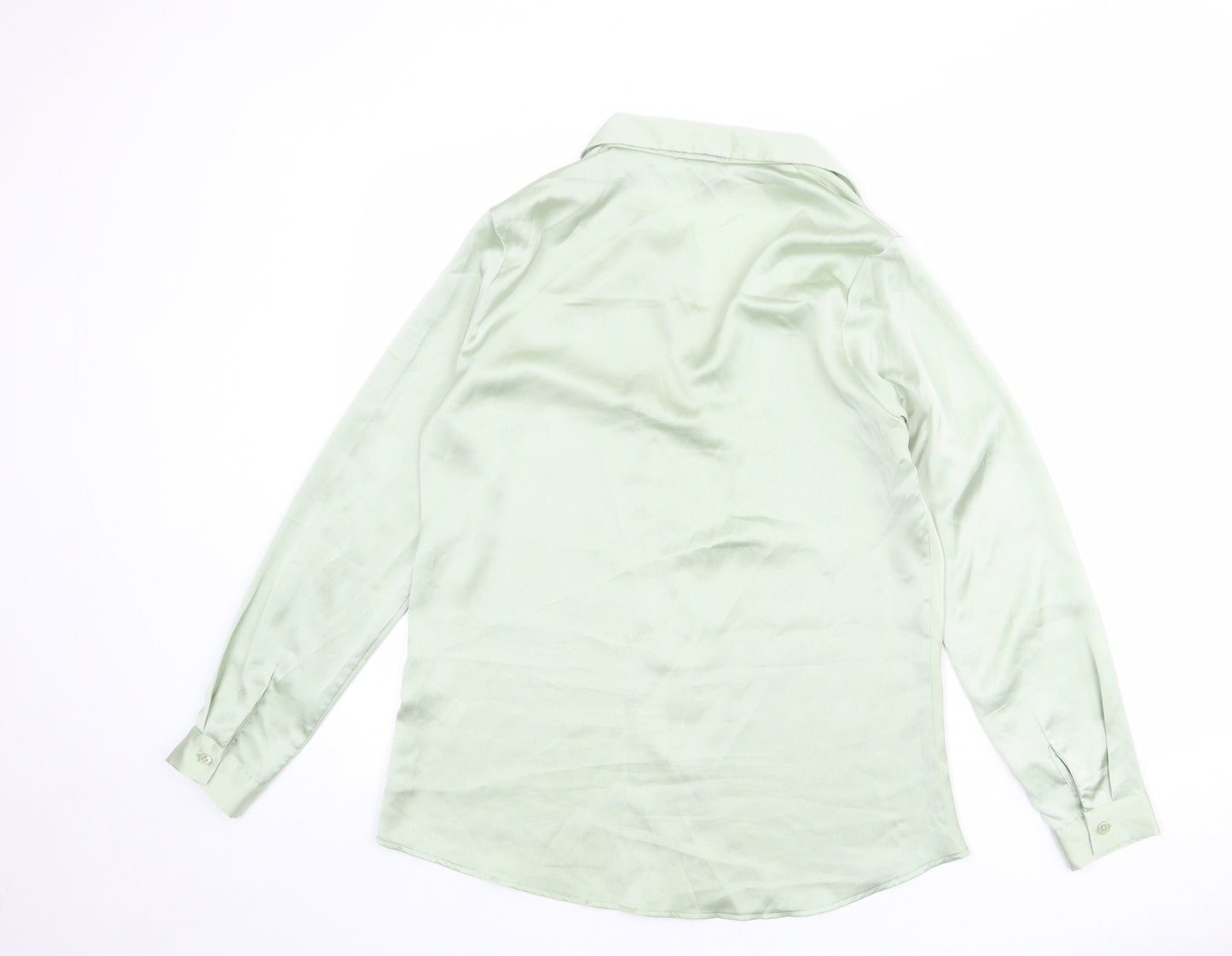 ASOS Womens Green Polyester Basic Button-Up Size 6 Collared
