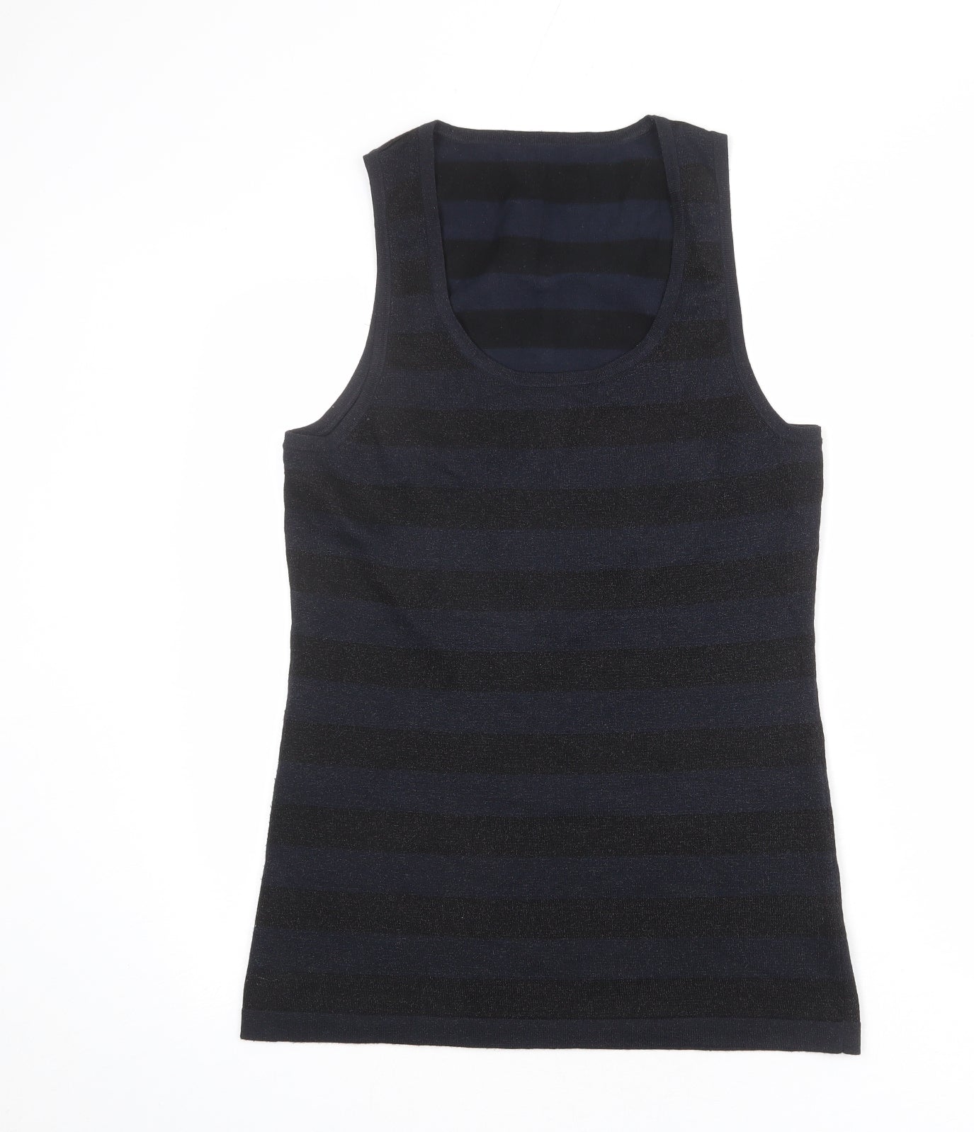 Mint Velvet Womens Blue Striped Polyester Basic Tank Size 14 Scoop Neck