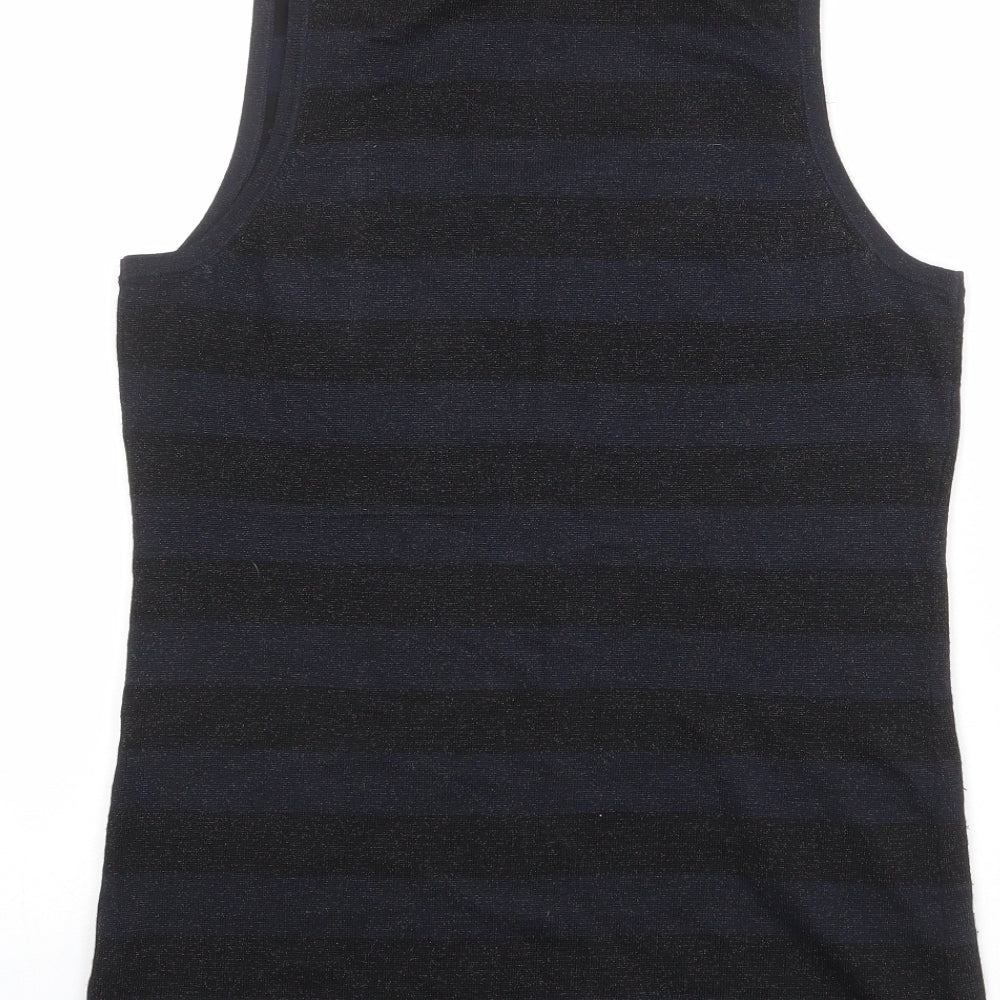 Mint Velvet Womens Blue Striped Polyester Basic Tank Size 14 Scoop Neck