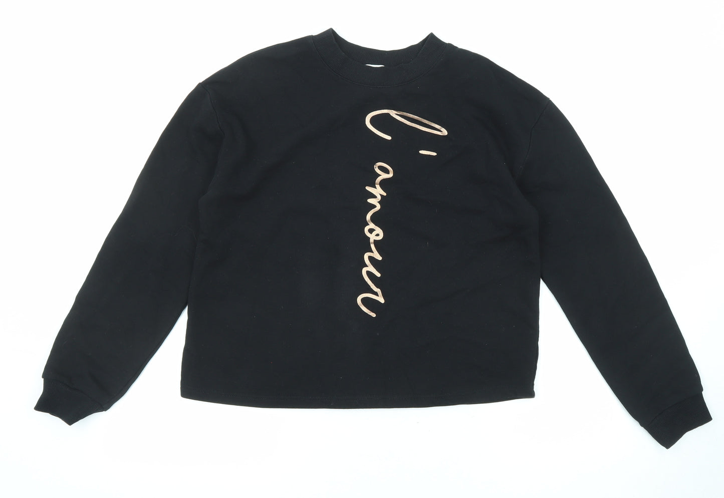 River Island Girls Black Cotton Pullover Sweatshirt Size 11-12 Years Pullover - L'amour