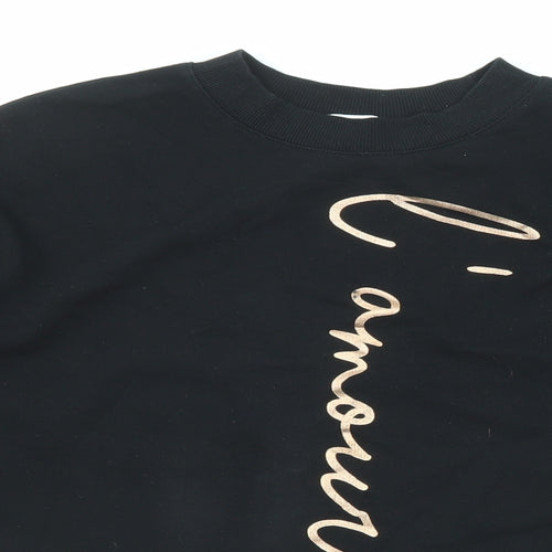 River Island Girls Black Cotton Pullover Sweatshirt Size 11-12 Years Pullover - L'amour