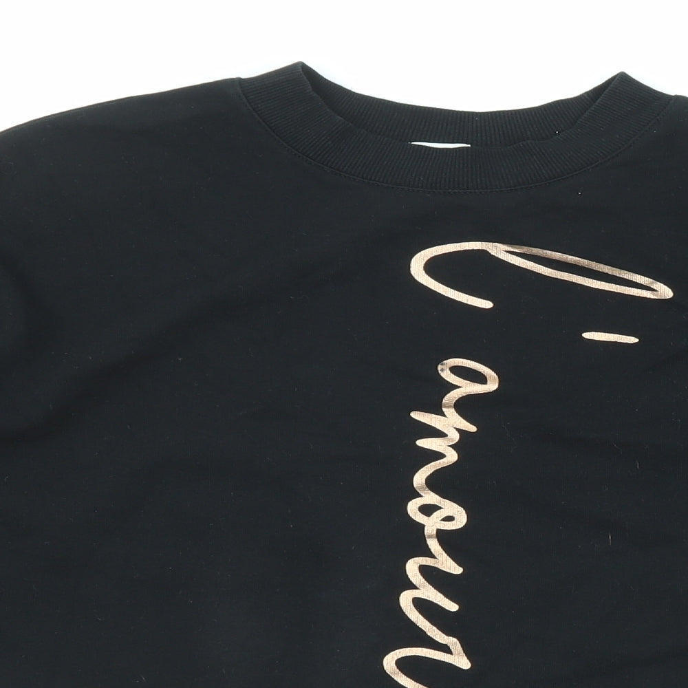 River Island Girls Black Cotton Pullover Sweatshirt Size 11-12 Years Pullover - L'amour