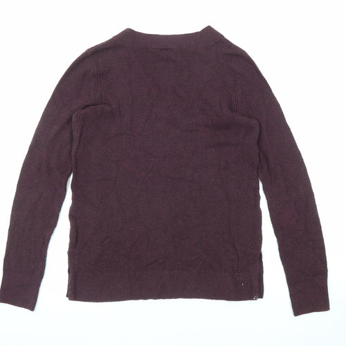 Gap Womens Purple V-Neck Cotton Pullover Jumper Size M