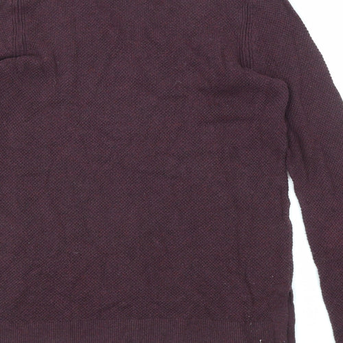 Gap Womens Purple V-Neck Cotton Pullover Jumper Size M