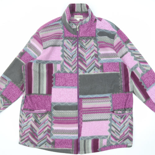 Vilona Womens Multicoloured Geometric Jacket Size 26 Zip