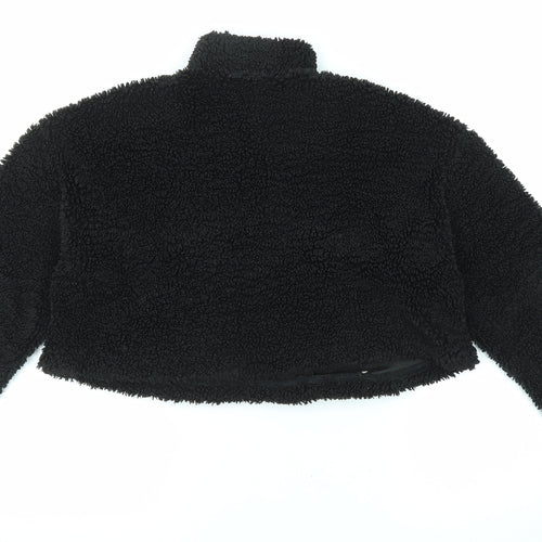 Topshop Womens Black Polyester Pullover Sweatshirt Size 10 Zip - 1/4 Zip Cropped