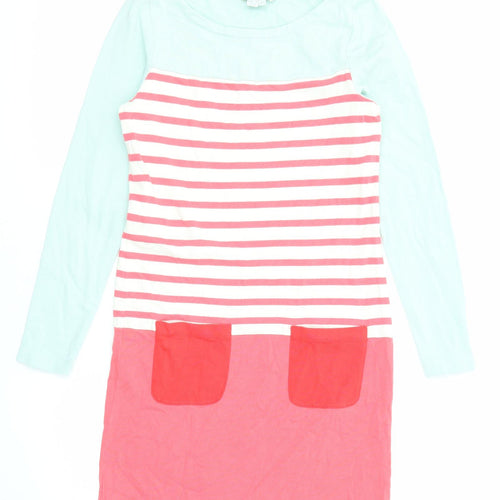 Boden Womens Pink Striped Cotton Shift Size 6 Round Neck Pullover