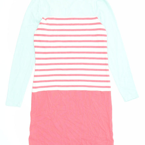 Boden Womens Pink Striped Cotton Shift Size 6 Round Neck Pullover