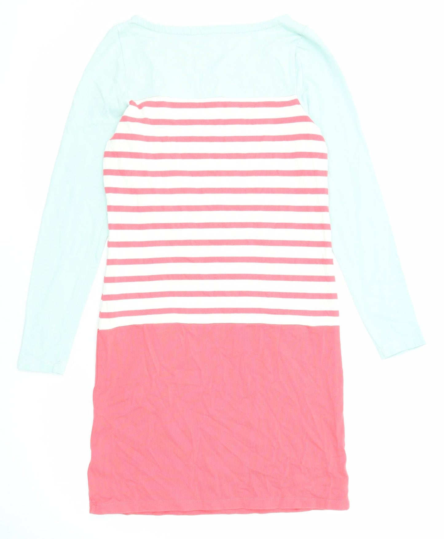 Boden Womens Pink Striped Cotton Shift Size 6 Round Neck Pullover