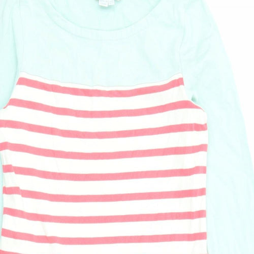 Boden Womens Pink Striped Cotton Shift Size 6 Round Neck Pullover