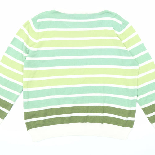 Marks and Spencer Womens Multicoloured Round Neck Striped Acrylic Pullover Jumper Size 16