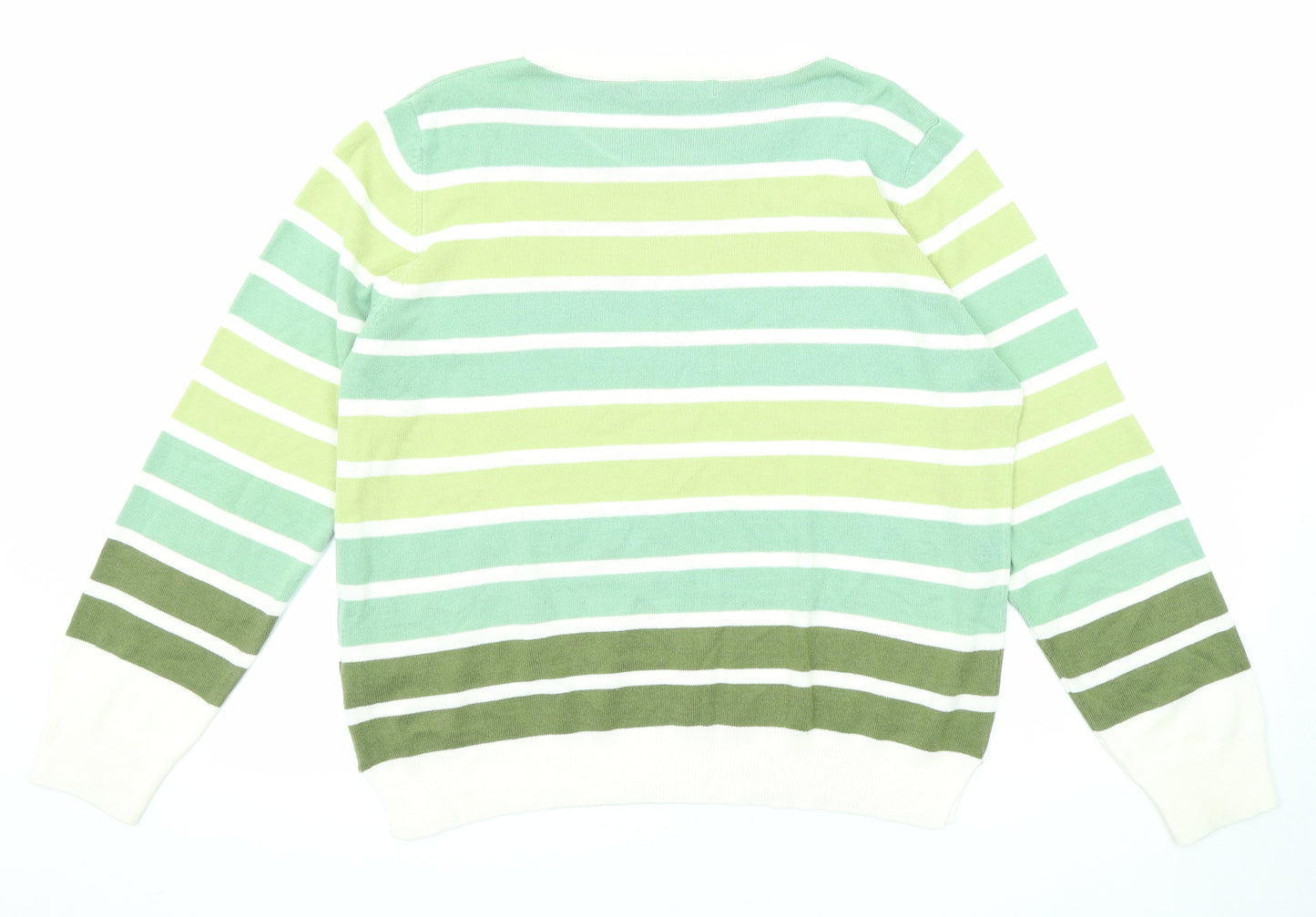 Marks and Spencer Womens Multicoloured Round Neck Striped Acrylic Pullover Jumper Size 16