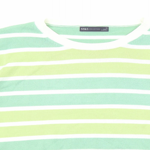 Marks and Spencer Womens Multicoloured Round Neck Striped Acrylic Pullover Jumper Size 16