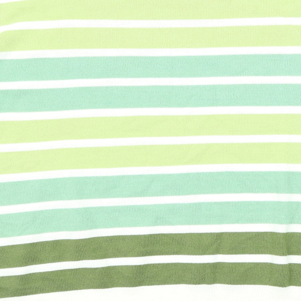 Marks and Spencer Womens Multicoloured Round Neck Striped Acrylic Pullover Jumper Size 16