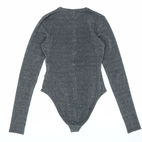 & Other Stories Womens Black Viscose Bodysuit One-Piece Size 10 Snap