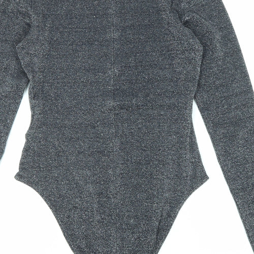 & Other Stories Womens Black Viscose Bodysuit One-Piece Size 10 Snap