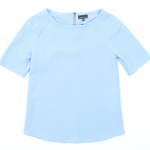 Warehouse Womens Blue Polyester Basic Blouse Size 6 Boat Neck