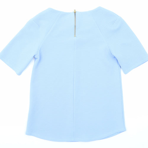 Warehouse Womens Blue Polyester Basic Blouse Size 6 Boat Neck