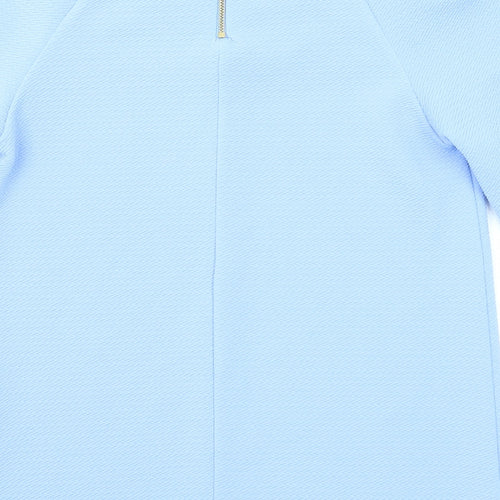 Warehouse Womens Blue Polyester Basic Blouse Size 6 Boat Neck