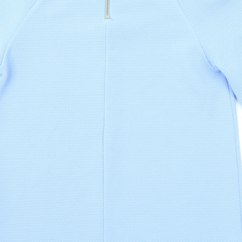 Warehouse Womens Blue Polyester Basic Blouse Size 6 Boat Neck