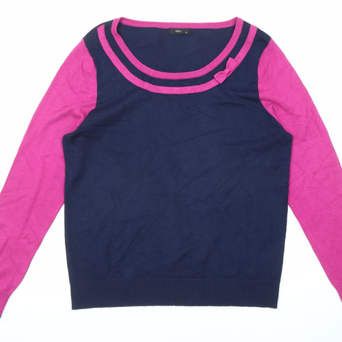 M&Co Womens Blue Round Neck Viscose Pullover Jumper Size 16