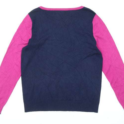 M&Co Womens Blue Round Neck Viscose Pullover Jumper Size 16