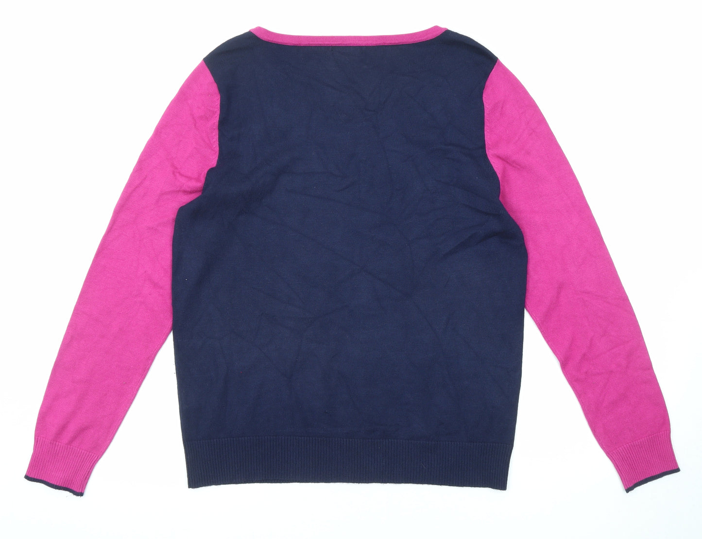 M&Co Womens Blue Round Neck Viscose Pullover Jumper Size 16