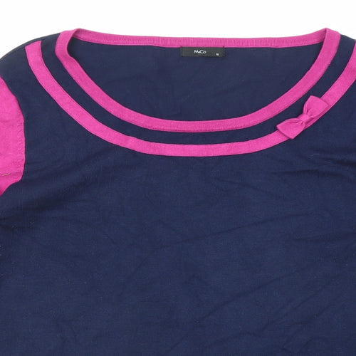 M&Co Womens Blue Round Neck Viscose Pullover Jumper Size 16