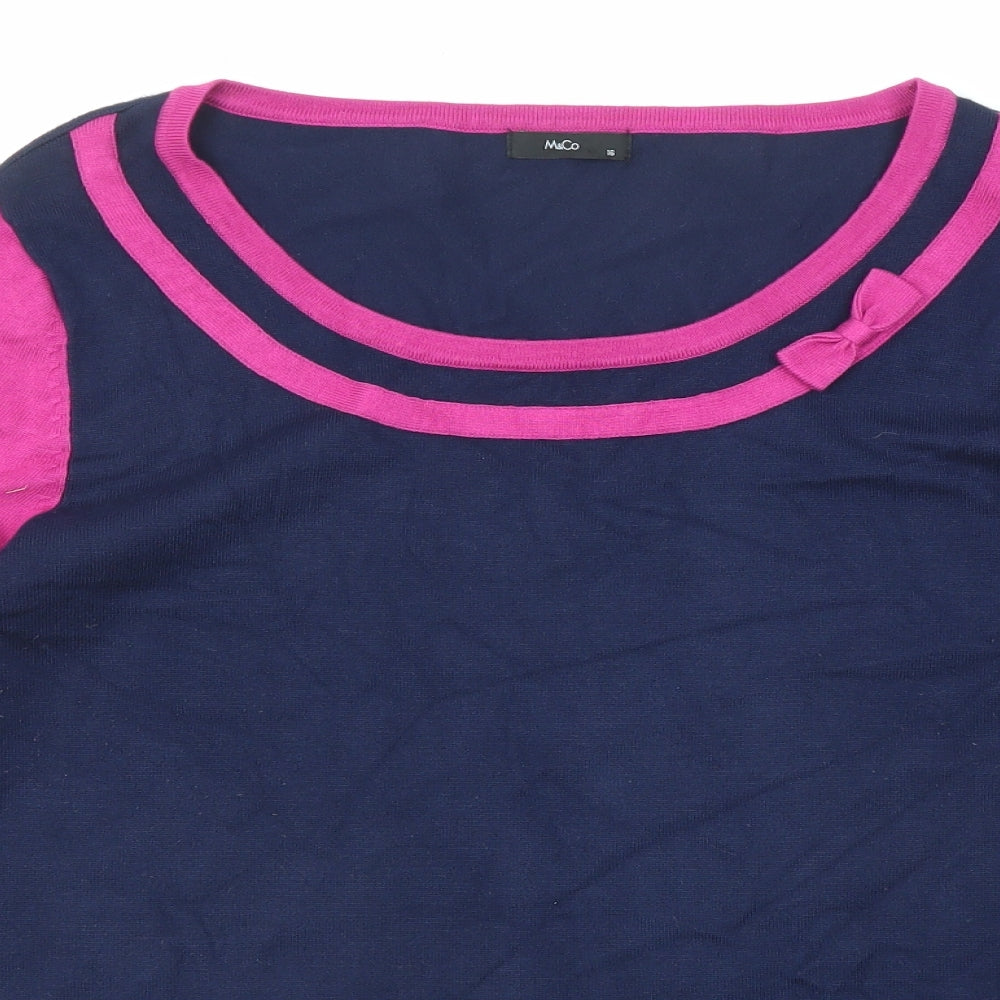 M&Co Womens Blue Round Neck Viscose Pullover Jumper Size 16