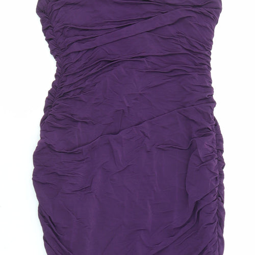 Divided by H&M Womens Purple Polyester Bodycon Size S One Shoulder Pullover