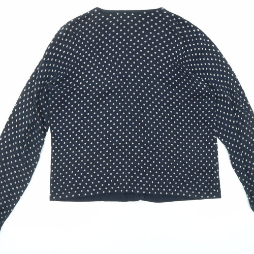 NEXT Womens Blue Round Neck Polka Dot Cotton Cardigan Jumper Size 16