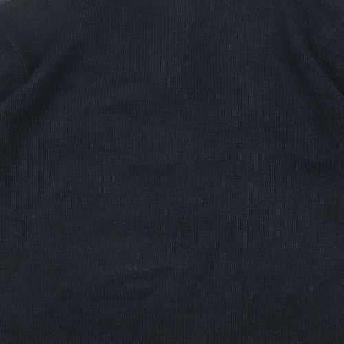 Pierre Cardin Mens Blue High Neck Acrylic Henley Jumper Size XL Long Sleeve