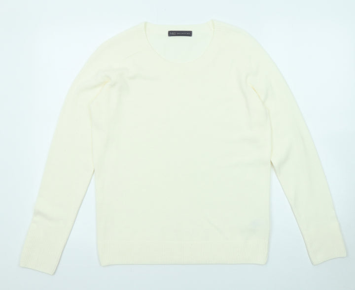 Marks and Spencer Womens Ivory Round Neck Acrylic Pullover Jumper Size 12