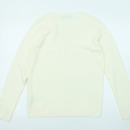 Marks and Spencer Womens Ivory Round Neck Acrylic Pullover Jumper Size 12