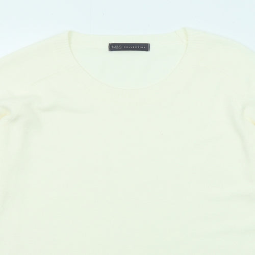 Marks and Spencer Womens Ivory Round Neck Acrylic Pullover Jumper Size 12