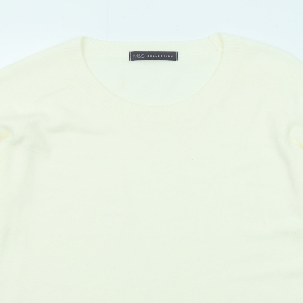 Marks and Spencer Womens Ivory Round Neck Acrylic Pullover Jumper Size 12