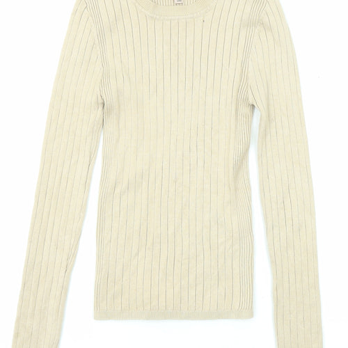 Love Tree Womens Beige Round Neck Viscose Pullover Jumper Size S