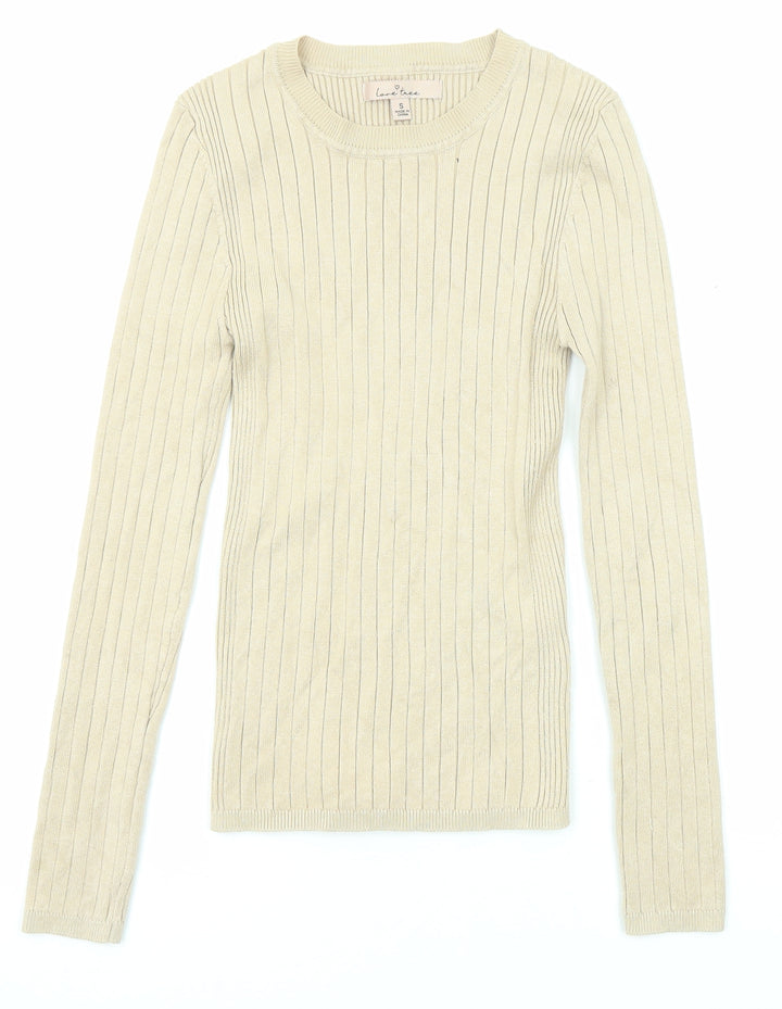 Love Tree Womens Beige Round Neck Viscose Pullover Jumper Size S