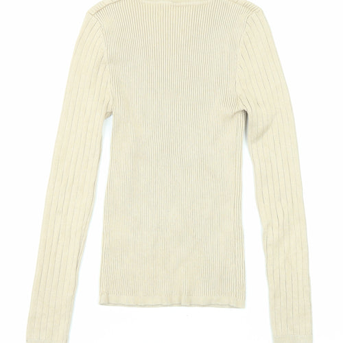 Love Tree Womens Beige Round Neck Viscose Pullover Jumper Size S